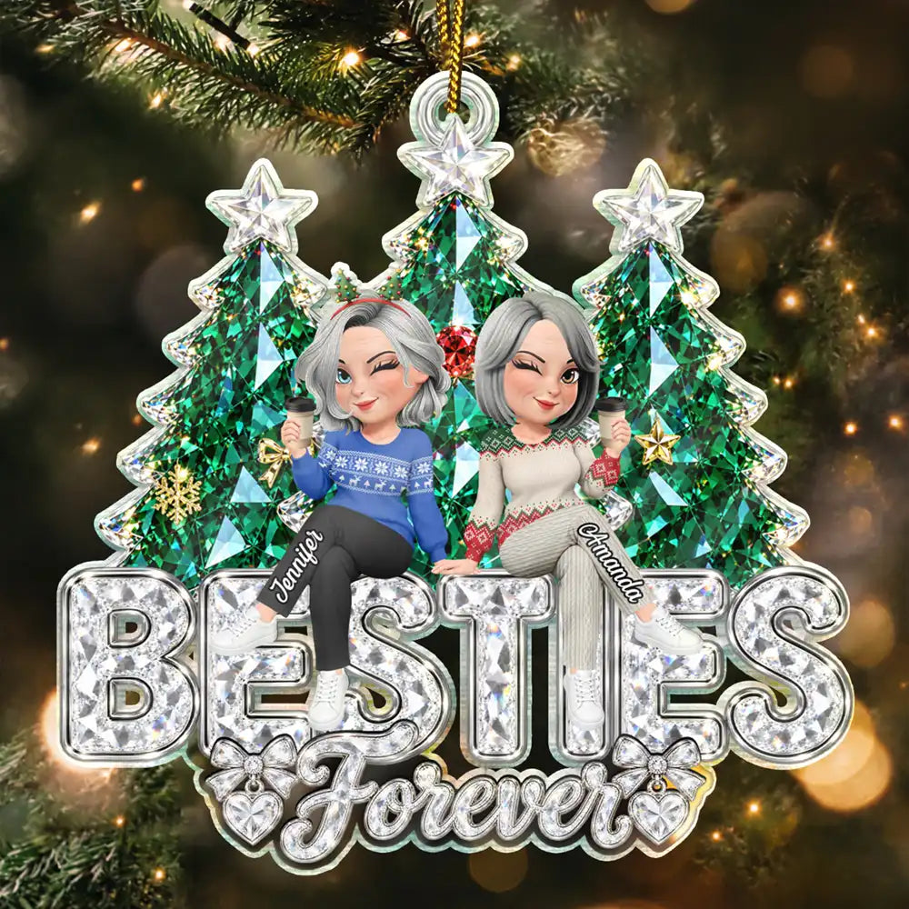 Friendship Keepsake - Personalized Crystal Effect Besties Forever Acrylic Ornament