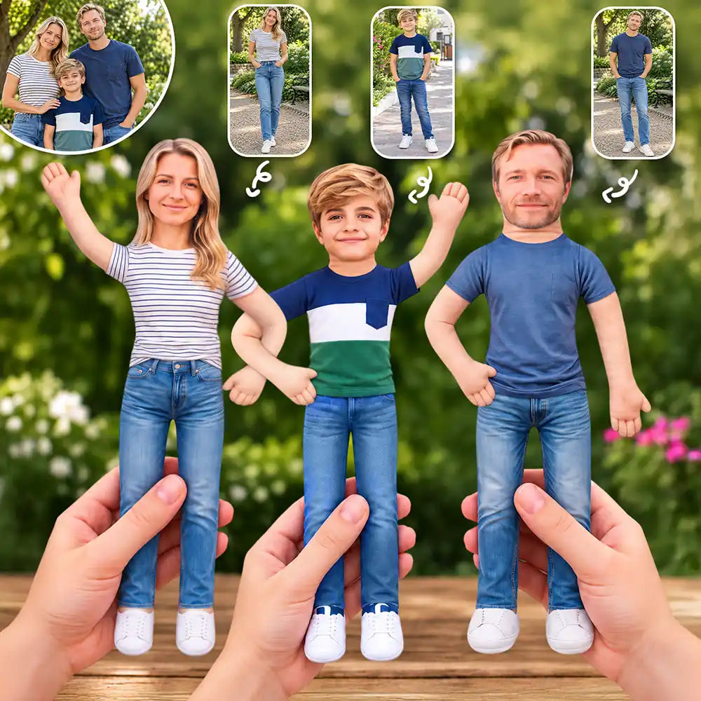 Funny Gift For Family, Mom, Dad, Kid, Pet - Personalized Custom Photo Squishy Toy Poseable Plush Doll Poseable Plush Doll