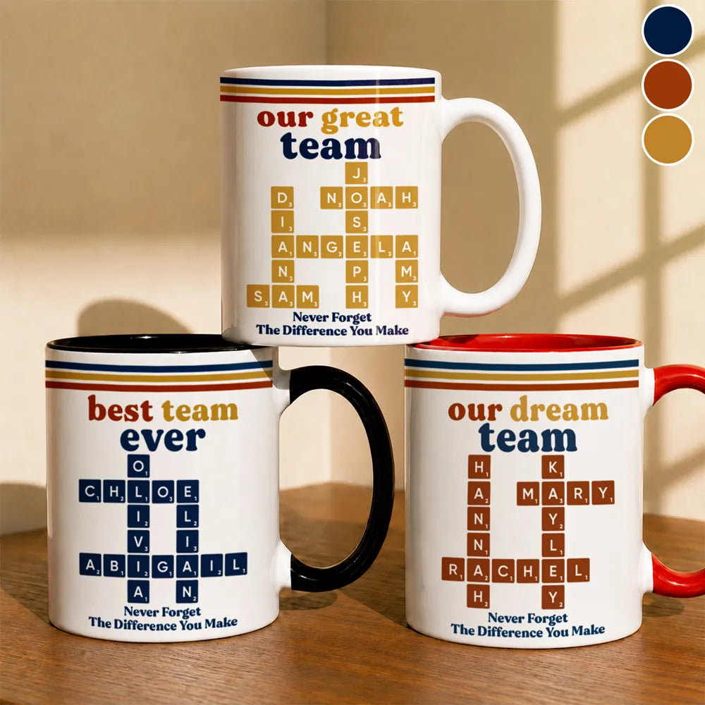 Christmas,Crossword,Gift For Colleagues,Happy,Top Market - Gift For Work Bestie - Personalized Crossword Retro Mug
