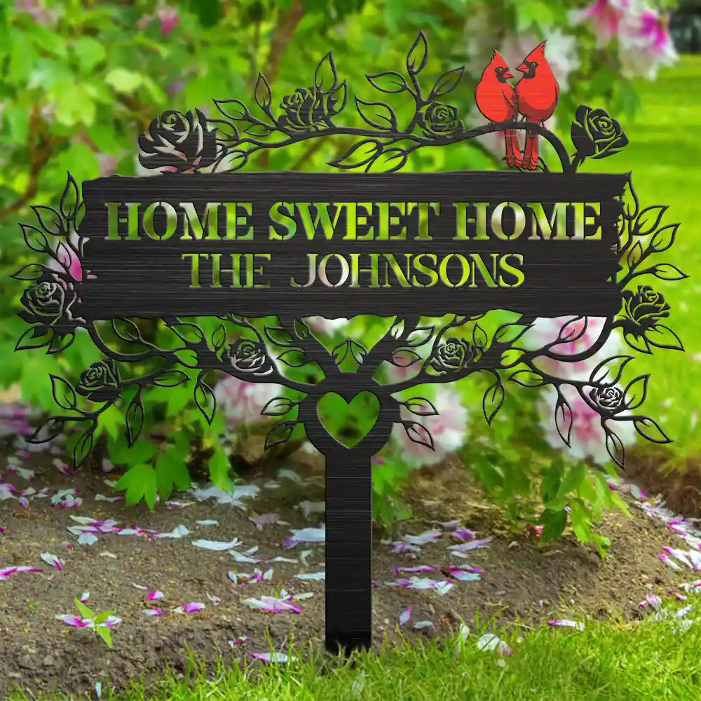 Family Together Home Sweet Home - Personalized Metal Garden Stake