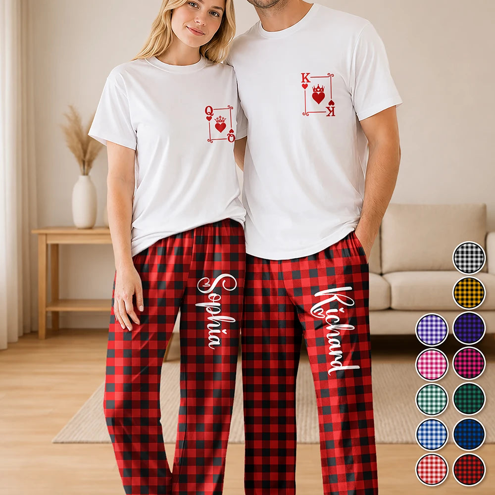 Matching Couple Plaid Pattern - Personalized Loungewear Set