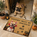 Art Design,Playful,Halloween,Pet Lovers,Photo - Halloween Theme Accessories 3D Cartoon - Custom Photo 3D Halloween Themed Pet All Visitors Must Be Approved By - Personalized Doormat