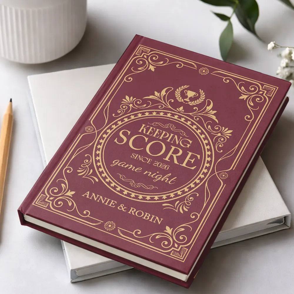 Board Game,Custom Text,Gift For Couples,Old Couples,Playful,Wedding- Wedding Gift For Board Game Lover Couples - Personalized Game Night Keeping Score Hardcover Journal