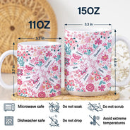 Gift For Mother,Gift For Grandma,Love,Icon - Boho Floral Hand In Hand Grandma Mom - Personalized White Edge-to-Edge Mug