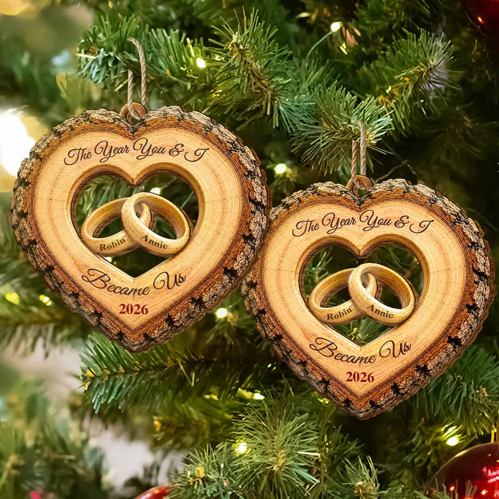 Christmas,First Christmas,Gift For Couples,Icon,Married Couple,Romantic - First Christmas Married Gift For Newlywed - Personalized Wooden Ornament