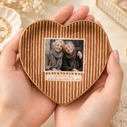 Afro Besties,Christmas,Custom Photo,Gift For Bestie,Humorous,Top Market,Upload Full Photo - Birthday Gift For Besties - Personalized Custom Photo Stripe Pattern Ring Dish
