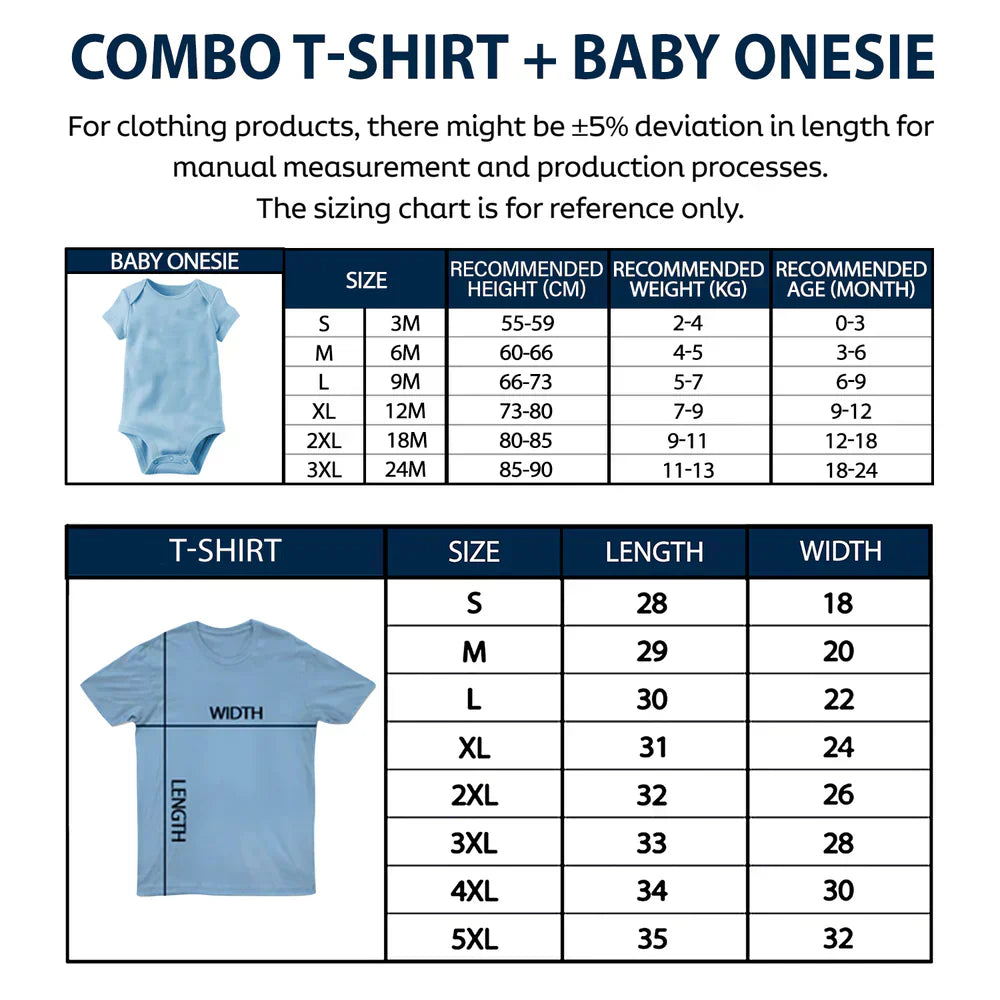 First Father Day With Baby - Personalized Combo T Shirt And Baby Onesie