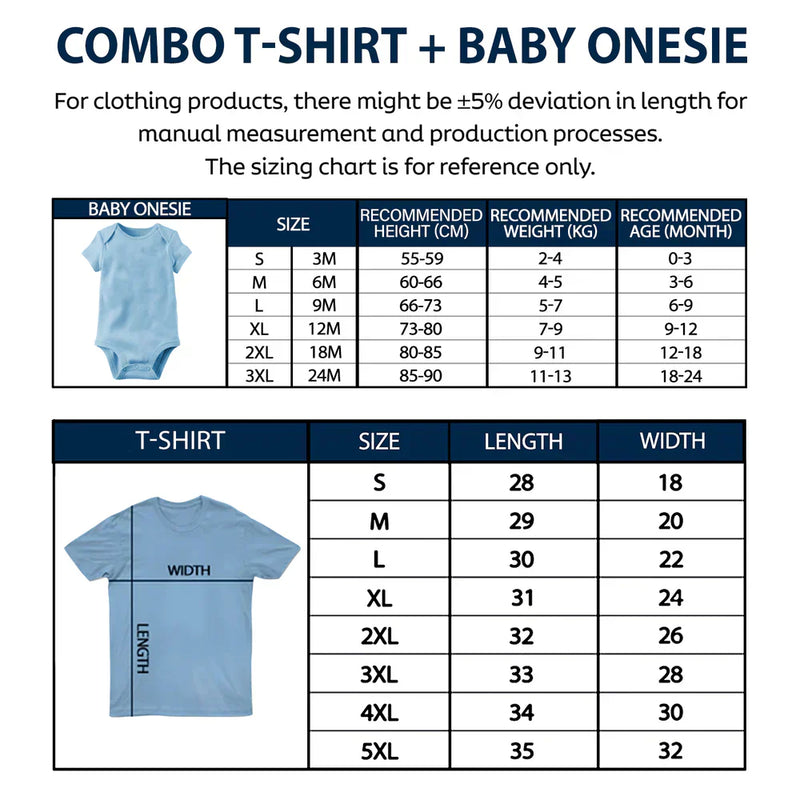 First Father Day With Baby - Personalized Combo T Shirt And Baby Onesie