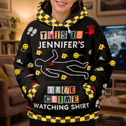 Christmas, Custom Text, Gift For Women, Gift For Yourself, Gifts For Her, Happy - Gift For True Crime Lovers - Personalized Binge Watching Fleece Hoodie