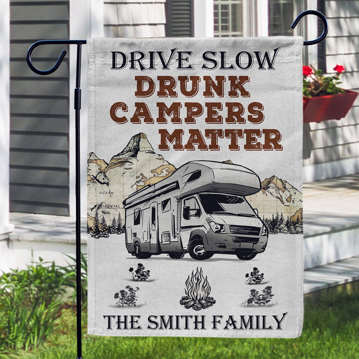 Personalized Camping Drunk Campers Matter Customized Flag