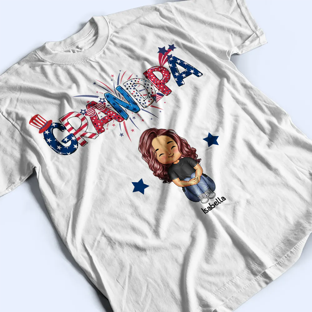 Stars And Stripes Daddy Papa Mommy Nana - Personalized T Shirt