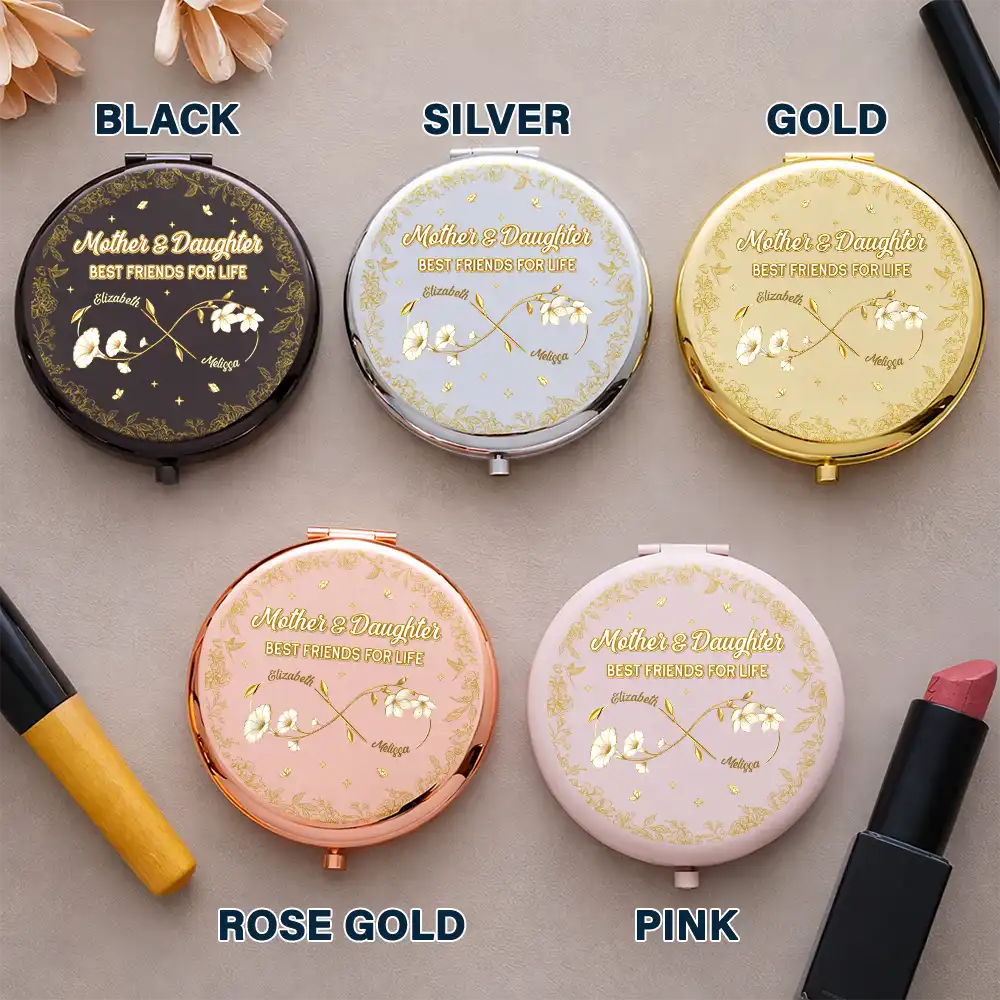 Mom,Daughters,Gift For Daughter,Love,Gift For Mother - Mom And Daughter Forever Linked Together - Personalized Compact Mirror