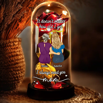 Mom I Always Need You - Personalized Everlasting Rose Dome Lamp