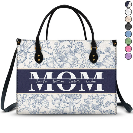 Mom Floral Design Trendy Bag - Personalized Leather Bag