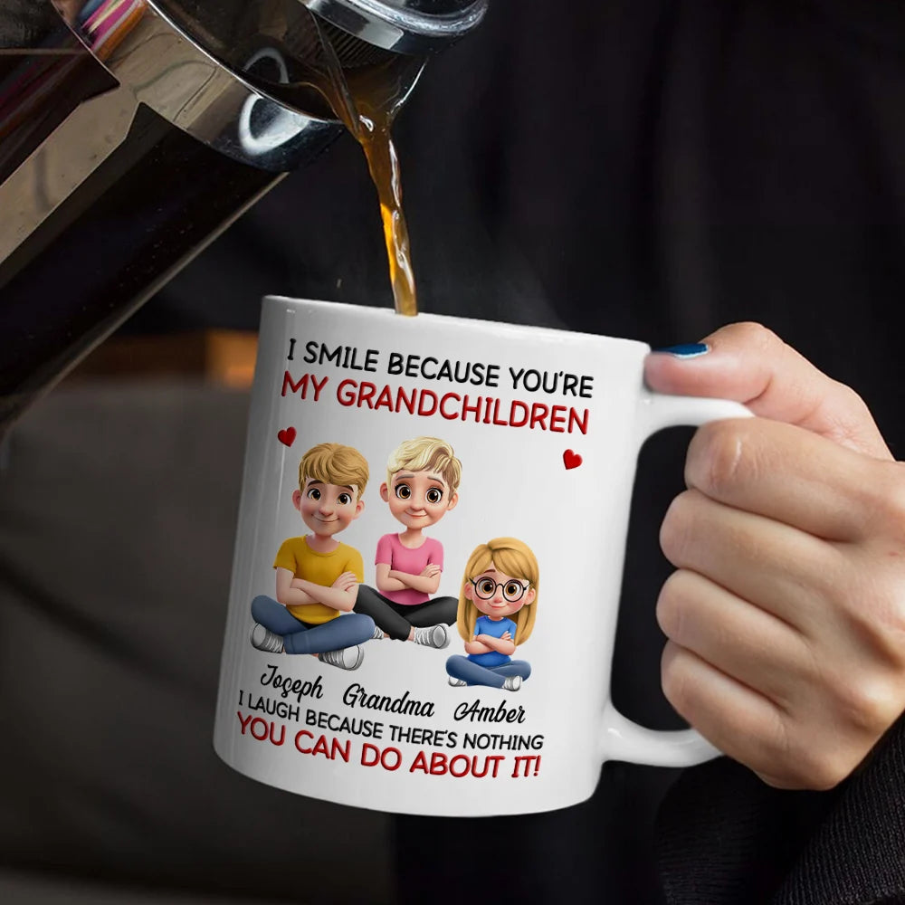 Gift For Son,Dad - Sons,Gift For Daughter,Gift For Grandkids,Happy,Mom - Daughters (Adult),Mom - Daughters (Young),Grandma - Grandkids - Mom Grandma I Smile Because You Are My Daughters Sons Grandkids - Personalized Mug