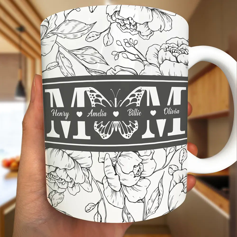 Mom Grandma Nana - Personalized White Edge-to-Edge Mug