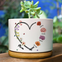 Gift For Mother,Gift For Grandma,Gift For Women,Happy,Top Market,Top Market,Icon - Mom Grandma Sweetheart Birth Month Flower - Personalized Ceramic Plant Pot