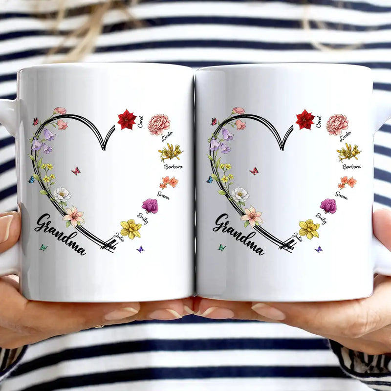 Gift For Mother, Grateful, Icon - Mom Grandma Sweetheart Birth Month Flower - Personalized Mug