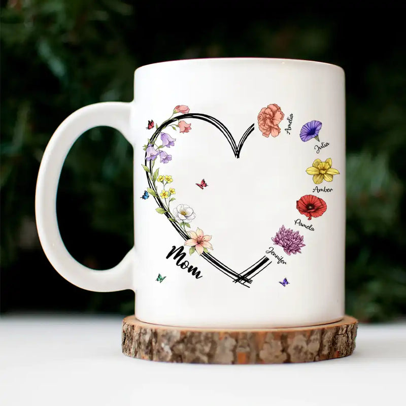 Gift For Mother, Grateful, Icon - Mom Grandma Sweetheart Birth Month Flower - Personalized Mug