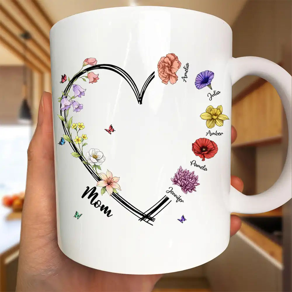 Gift For Mother, Grateful, Icon - Mom Grandma Sweetheart Birth Month Flower - Personalized Mug