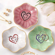 Happy, Gift For Mother, Gift For Grandma - Mom Grandma Sweethearts - Personalized Lotus Jewelry Dish