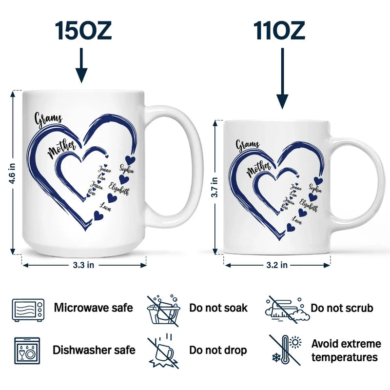 Gift For Grandma, Gift For Mother, Gift For Wife, Happy - Mom Grandma Sweethearts - Personalized Mug
