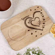 Gift For Mother, Gift For Grandma, Happy - Mom Grandma Sweethearts - Personalized Serving Board With Cup Holder