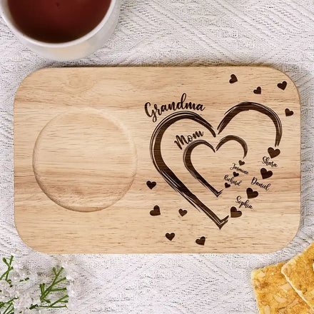 Mom Grandma Sweethearts - Personalized Serving Board With Cup Holder