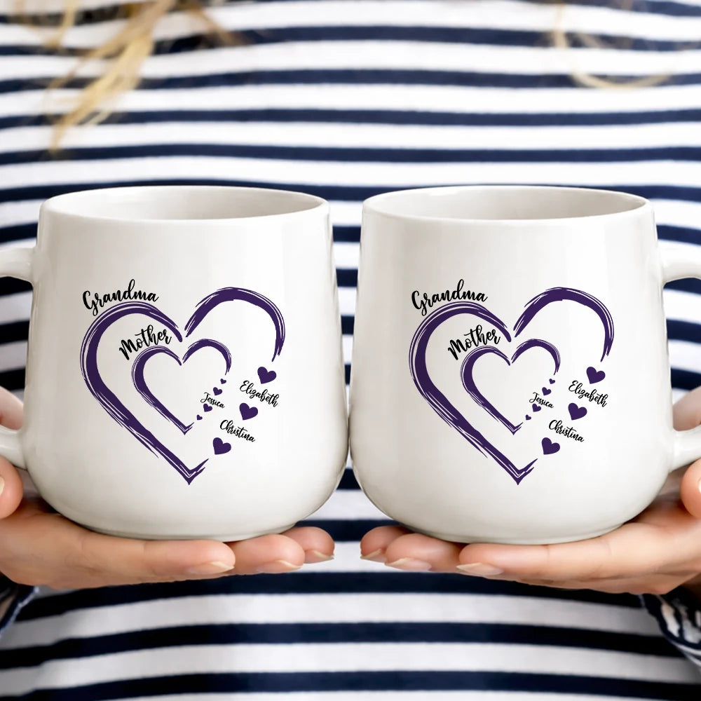 Gift For Mother,Gift For Grandma,Grandma - Grandkids,Happy,Icon,Grateful - Mom Grandma Sweethearts - Personalized Tapered Mug