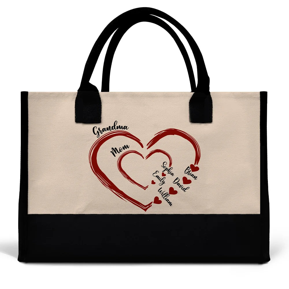Mom Mum Grandma Sweethearts - Personalized Canvas Tote Bag