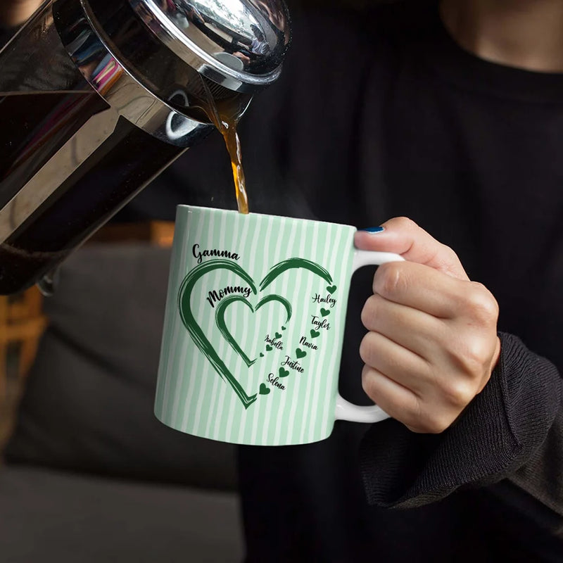 Gift For Wife,Gift For Mother,Gift For Grandma,Happy - Mom Mum Grandma Sweethearts - Personalized White Edge-to-Edge Mug