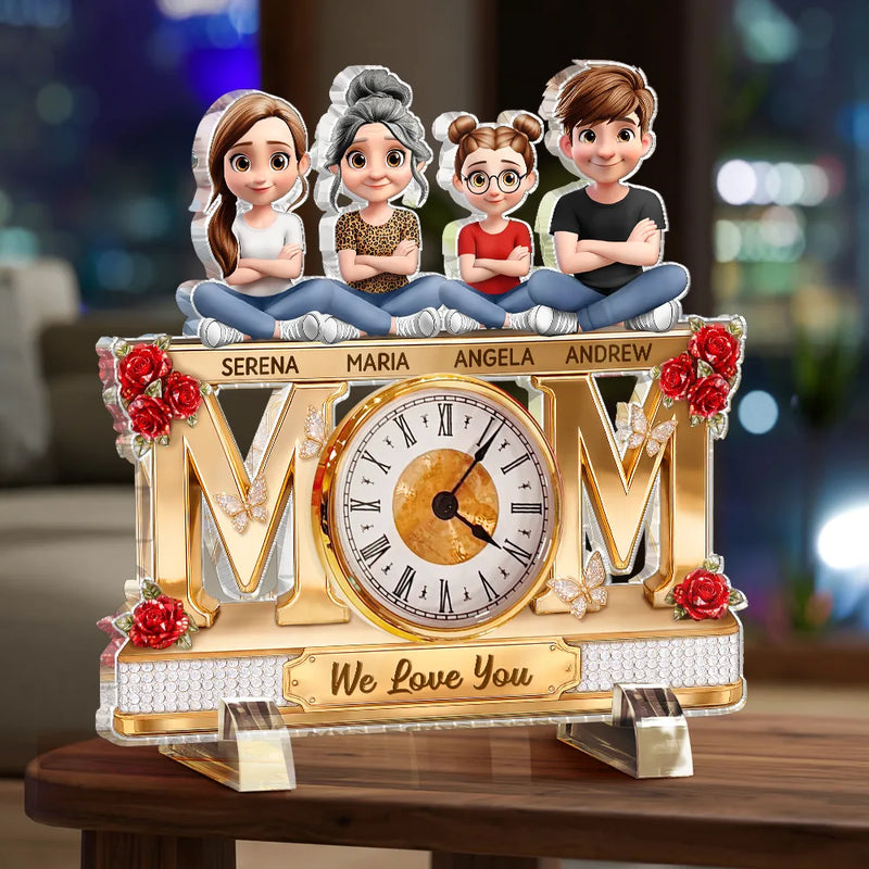 Gift For Mother,Love - Mom We Love You - Personalized Acrylic Desk Clock