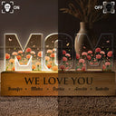 Gift For Mother, Mom - Children, Happy - Mom We Love You Birth Month Flower - Personalized Custom Shaped LED Light