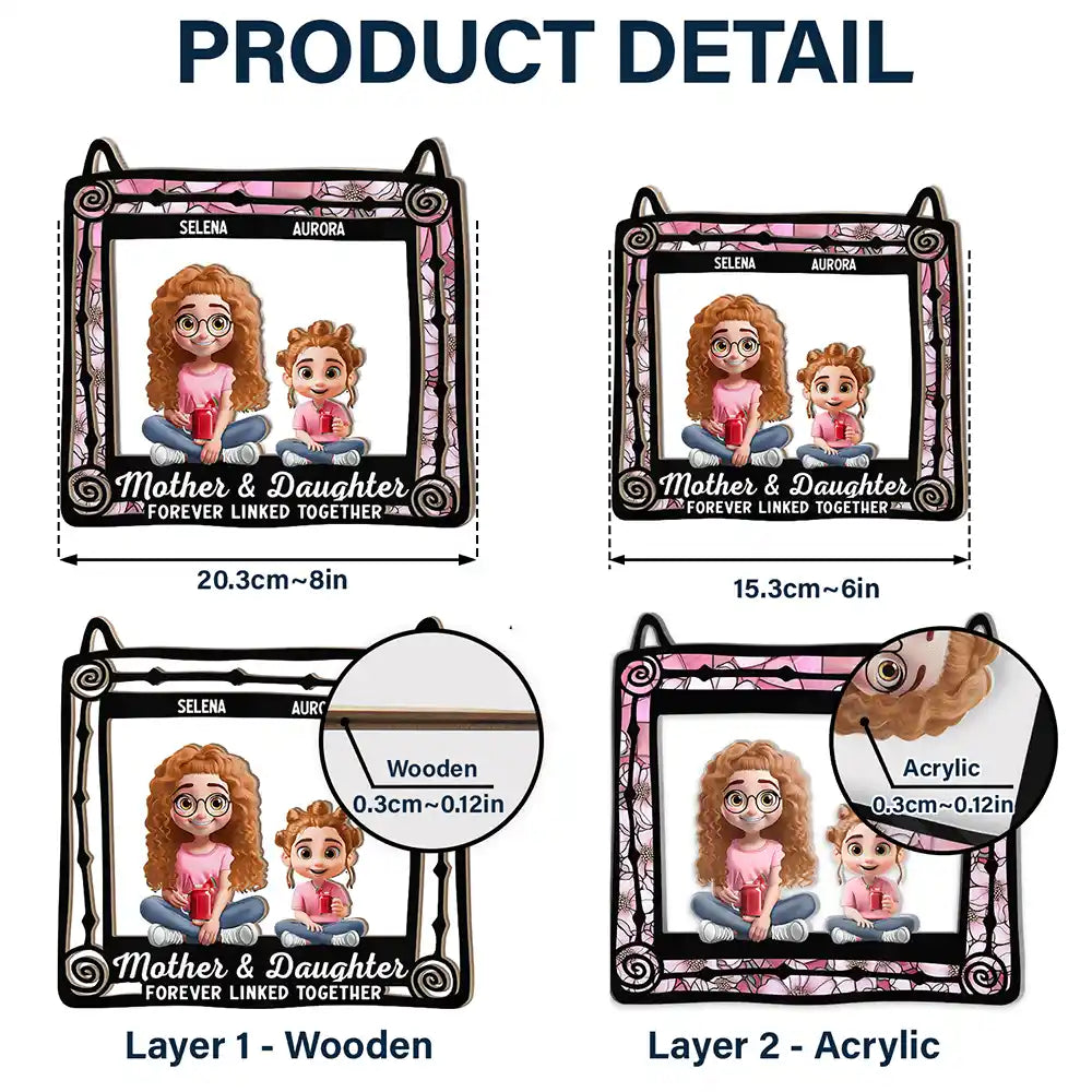 Gift For Mother, Mom - Children, Happy - Mom & Children Sitting Window 3D Effect - Personalized Window Hanging Suncatcher Ornament
