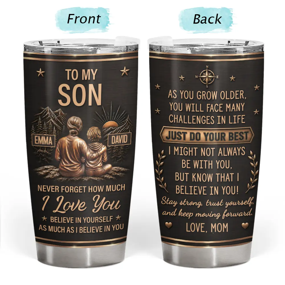 Gift For Children,Inspirational,Gift For Daughter,Vector - Mom & Daughter Son Just Do Your Best - Personalized Tumbler