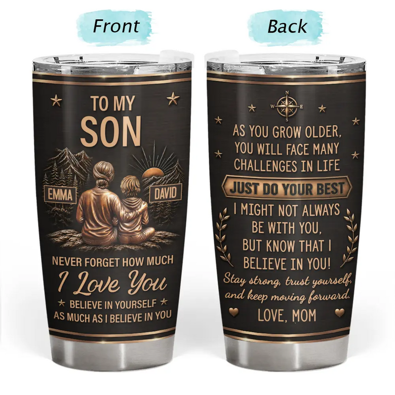 Gift For Children,Inspirational,Gift For Daughter,Vector - Mom & Daughter Son Just Do Your Best - Personalized Tumbler