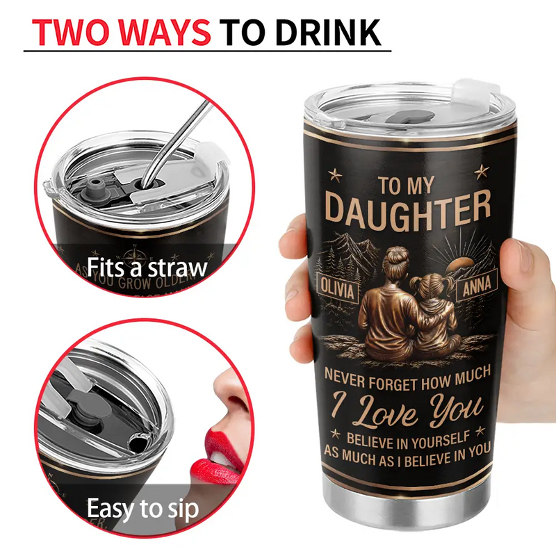 Gift For Children,Inspirational,Gift For Daughter,Vector - Mom & Daughter Son Just Do Your Best - Personalized Tumbler