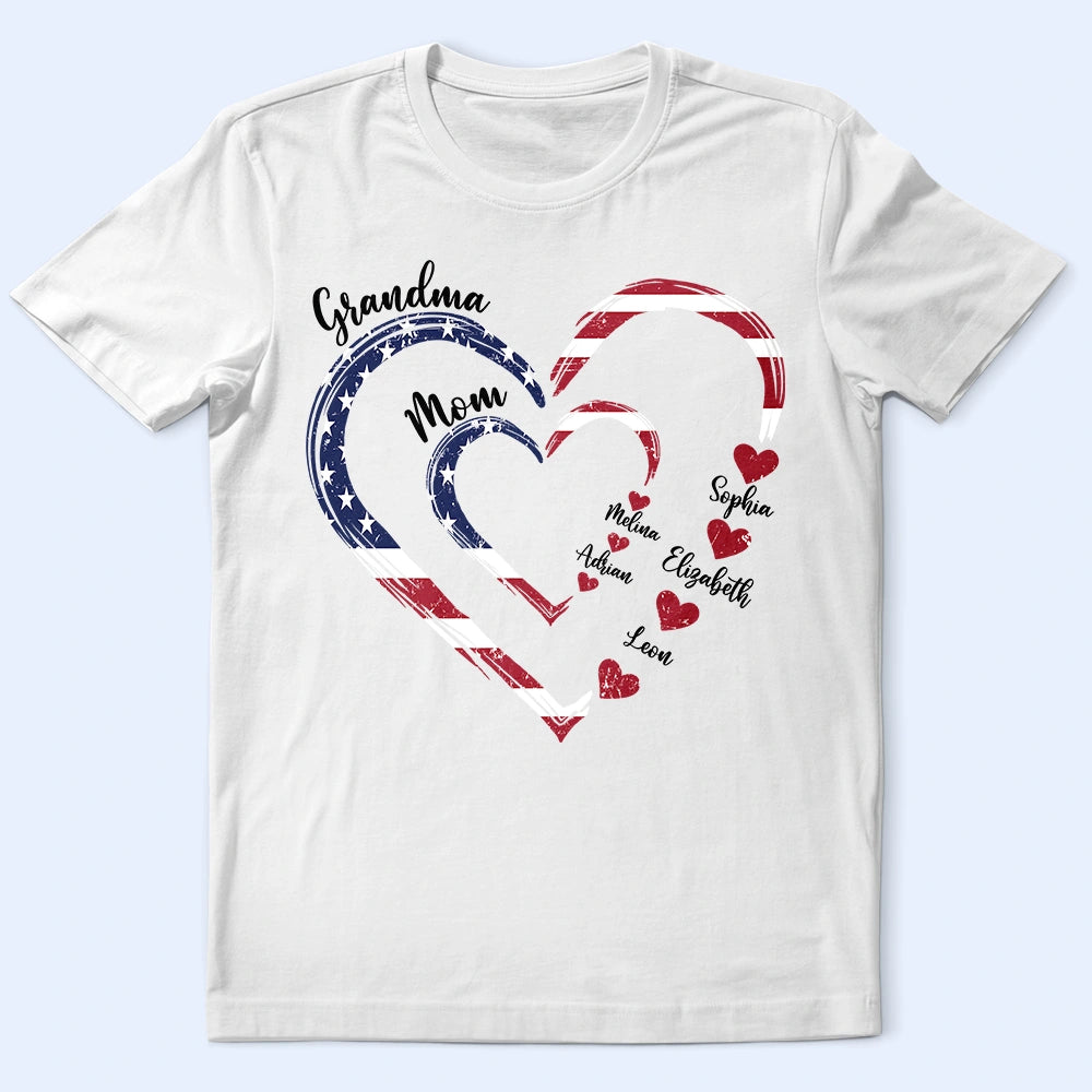 Mom's Grandma's Sweethearts Independence Day - Personalized T Shirt