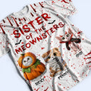 Pet Lovers, Pet Mom, Pet Dad, Cat Lovers, Cat Mom, Cat Dad, Halloween, Happy - Mommy Daddy Of The Meownsters - Personalized Full Print T Shirt