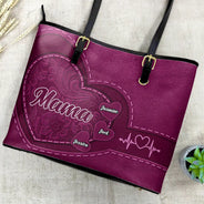 Gift For Mother, Gift For Grandma, Grandma - Grandkids, Happy - Mommy's Little Sweethearts - Personalized Leather Tote Bag