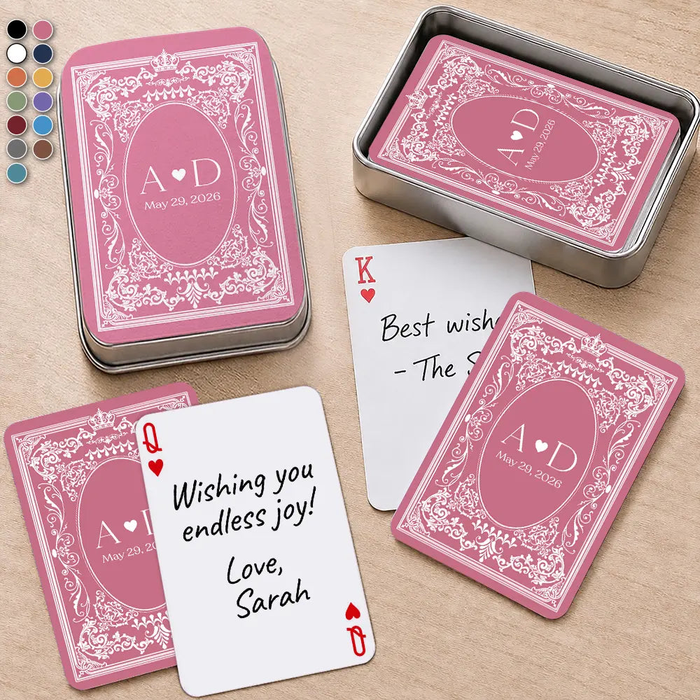 Romantic,Gift For Couples,Wedding,Monogram - Monogram Bride Groom Wedding Guest Book - Personalized Playing Cards