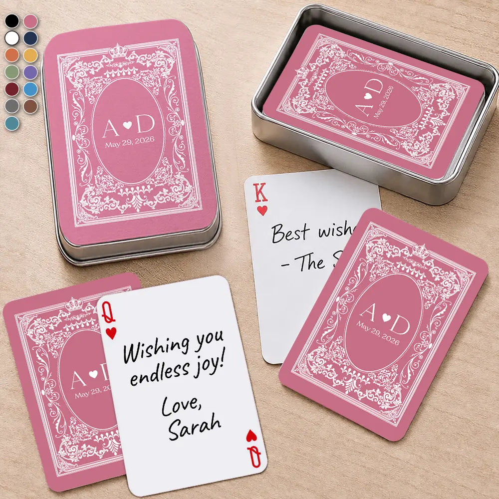 Romantic,Gift For Couples,Wedding,Monogram - Monogram Bride Groom Wedding Guest Book - Personalized Playing Cards