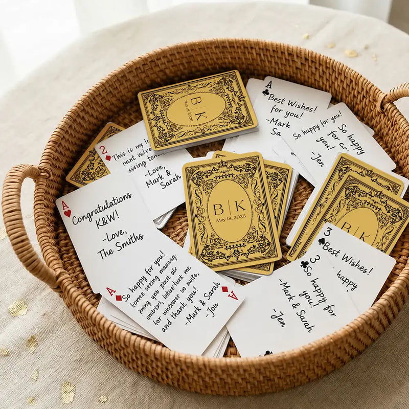 Romantic,Gift For Couples,Wedding,Monogram - Monogram Bride Groom Wedding Guest Book - Personalized Playing Cards