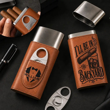 Monogram I’ll Be In The Backyard - Personalized Cigar Case