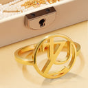 Gift For Couples,Gift For Wife,Gift For Girlfriend,Love,Gift For Women,Gift For Mother - Monogram Monogram Interwined Initials Couple Women - Personalized Custom Shaped Ring