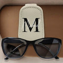Gift For Father,Gift For Men,Happ - Monogram Name Letter - Personalized Sunglasses Holder For Car Visor