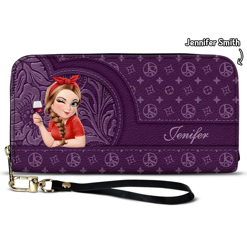 Monogram Simple Style - Personalized Leather Long Wallet