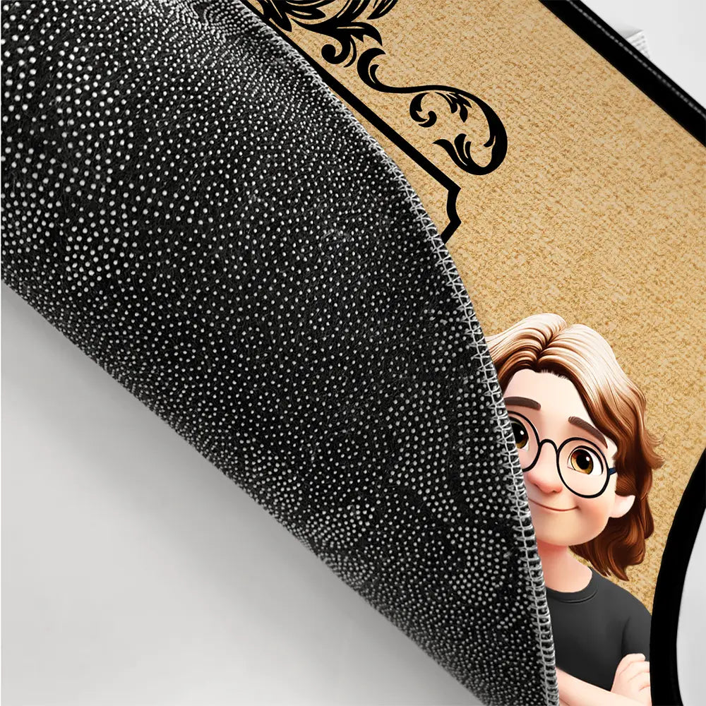 Family,Happy - Monogram Style Family Name & Member - Personalized Doormat