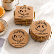 Romantic,Gift For Couples,Wedding,Monogram - Monogram Wedding Couple Name - Personalized Cork Coaster