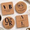Romantic,Gift For Couples,Wedding,Monogram - Monogram Wedding Couple Name - Personalized Cork Coaster